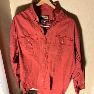 Remington Mens LS Button Down Shirt Color Orange-Red Size XL